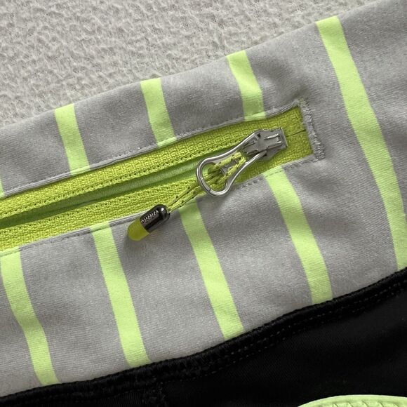 Lululemon Run Pace Crop Black Deauville Stripe Clear Mint Light Grey Pant 4 - Picture 7 of 11